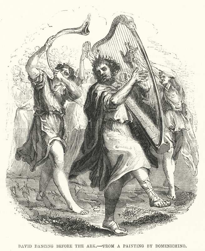 David, Domenichino'nun bir tablosundan (gravür) Ark'ın önünde dans ediyor by English School