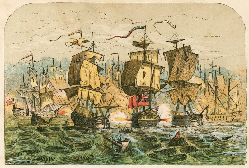 Amiral Blake tarafından Hollanda Filosunun Yenilgisi by English School