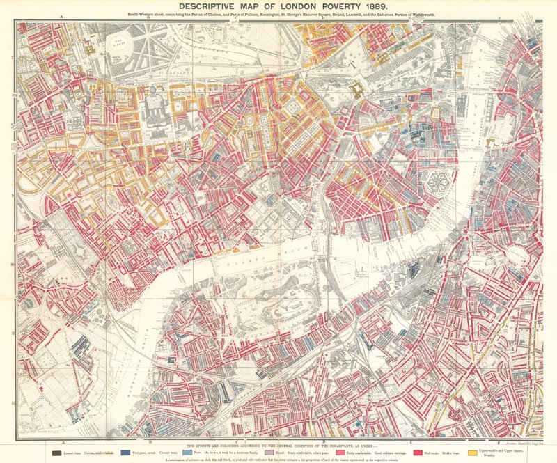 Londra yoksulluğunun açıklayıcı haritası, 1889 by English School
