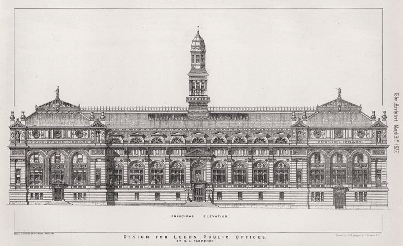 Leeds Kamu Büroları için Tasarım (gravür) by English School