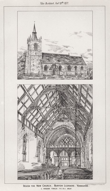 New Church için tasarım, Burton Leonard, Yorkshire (gravür) by English School