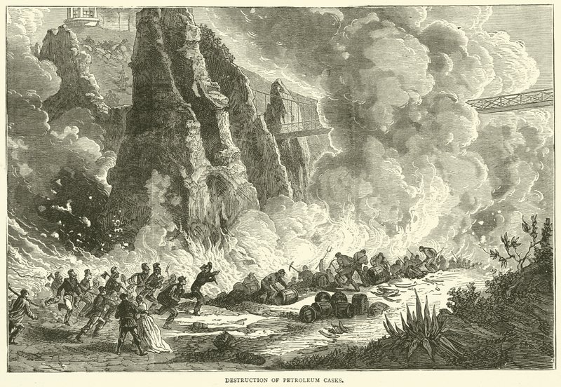 Petrol fıçılarının yok edilmesi, Aralık 1870 by English School