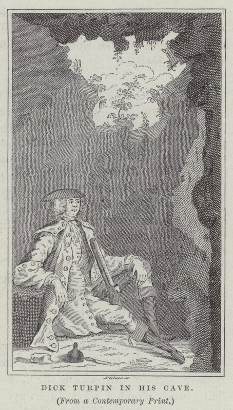 Dick Turpin mağarasında (gravür) by English School