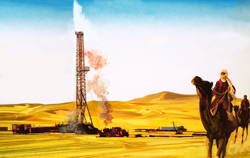 Digging for oil in the desert by English School