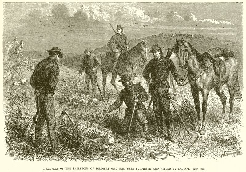 Kızılderililer Tarafından Şaşıran ve Öldürülen Askerlerin İskeletlerinin Keşfi (Haziran 1867) by English School