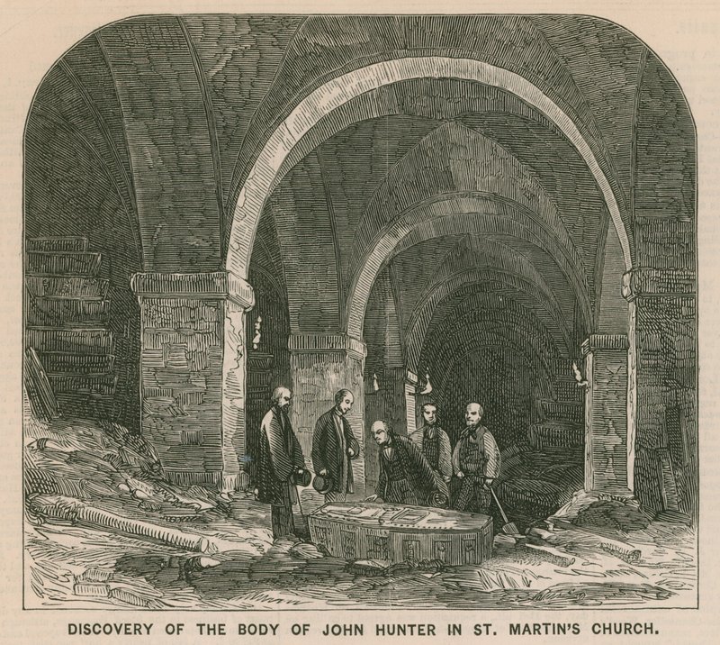 John Hunter'ın cesedinin Londra'daki St Martins Kilisesi'nde bulunması by English School