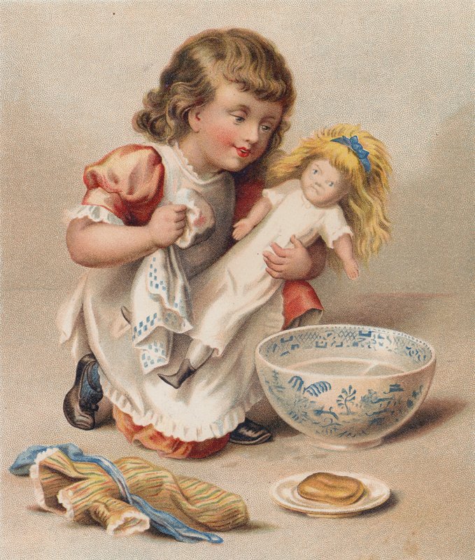 Dolly#39;nin banyosu (chromolitho) by English School