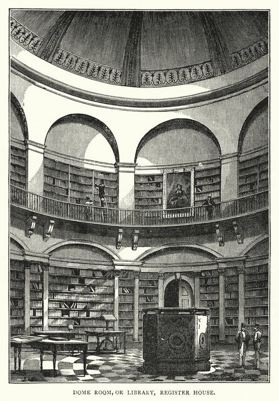 Kubbe Odası veya Kütüphane, Kayıt Evi (gravür) by English School