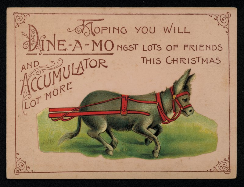 Eşek ve Noel mesajı, tebrik kartı. (kromolito) by English School