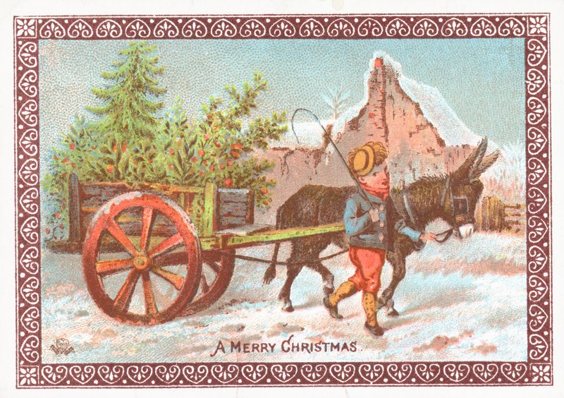 Eşek çekme arabası, Noel kartı by English School
