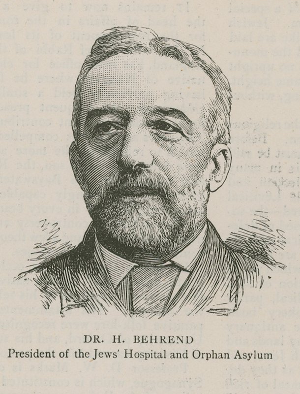Dr H Behrend, Yahudiler Hastanesi ve Yetim İltica Başkanı by English School