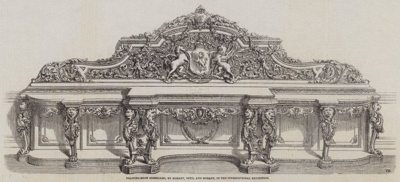 Uluslararası Sergide Morant, Boyd ve Morant tarafından Salon Büfe, (gravür) by English School