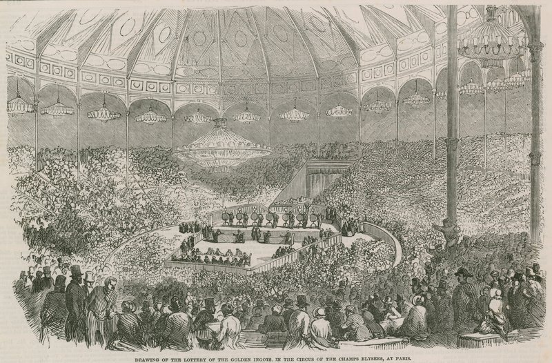 Altın Külçe piyango çekilişi Champs Elysees Sirki, Paris, Fransa by English School
