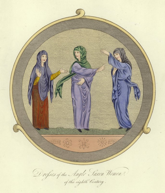 8. Yüzyılın Anglo-Sakson kadınlarının elbiseleri by English School