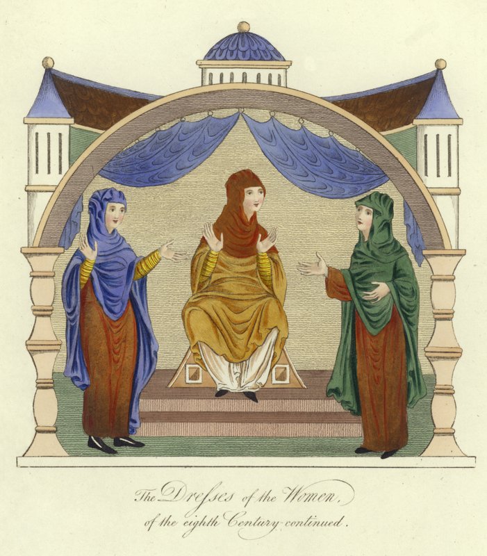 8. Yüzyılın Anglo-Sakson kadınlarının elbiseleri by English School