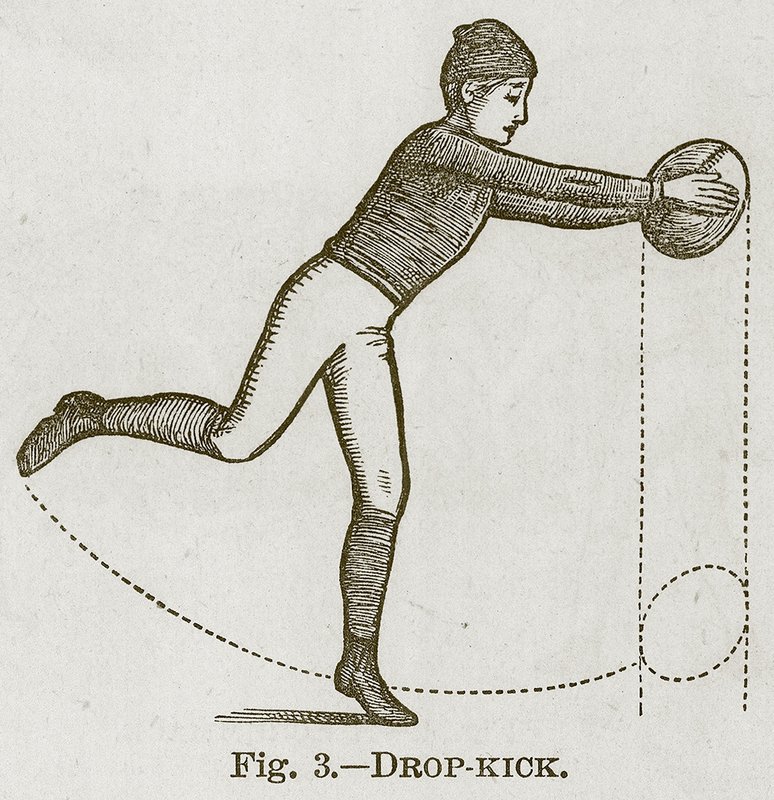 Drop-Kick, Cassells Book of Sports and Pastimes için illüstrasyon, 1890 dolayları by English School