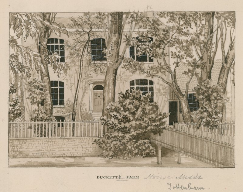 Ducketts Farm House, Tottenham, Londra (kağıt üzerinde wc) by English School