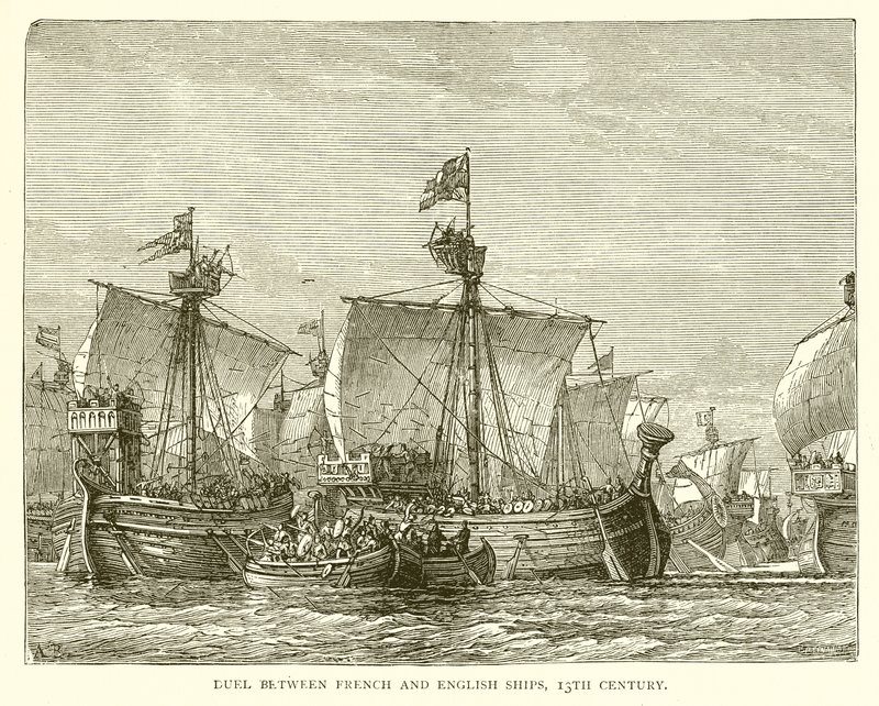 Fransız ve İngiliz Gemileri Arasında Düello, 13. Yüzyıl by English School
