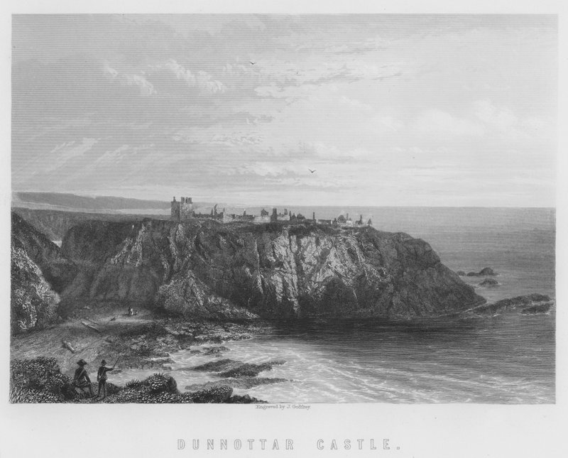 Dunnottar Kalesi (gravür) by English School