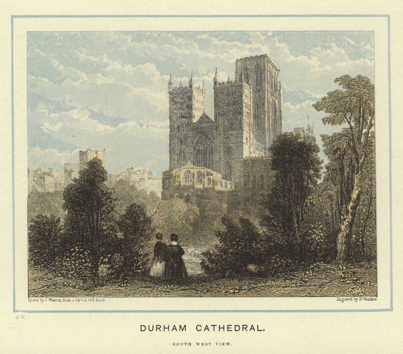 Durham Katedrali, güney batı görünümü by English School