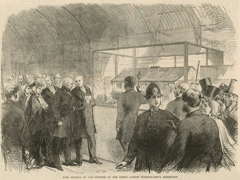 Earl Russell, Kuzey Londra Çalışan Erkekler Sergisinin açılışında by English School