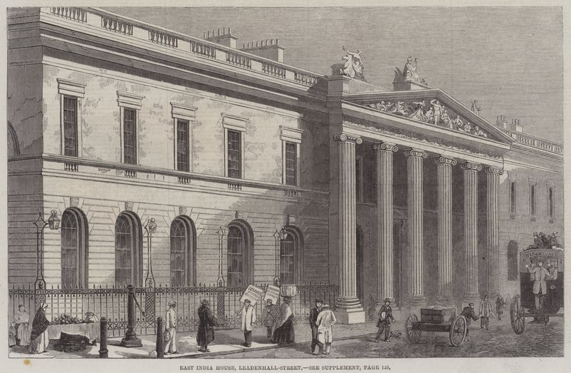 Doğu Hindistan Evi, Leadenhall-Sokak (gravür) by English School