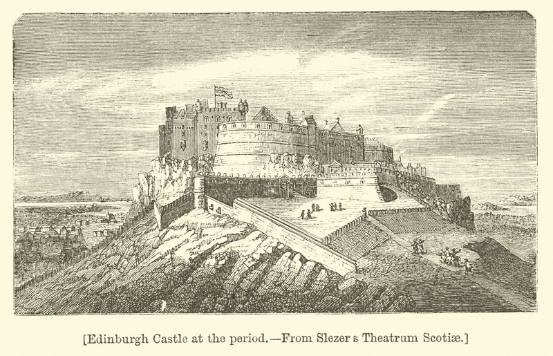 Dönemde Edinburgh Kalesi (gravür) by English School