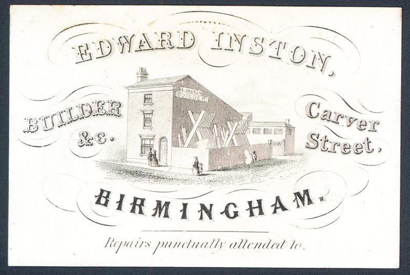 Edward Inston, oluşturucu, ticaret kartı by English School