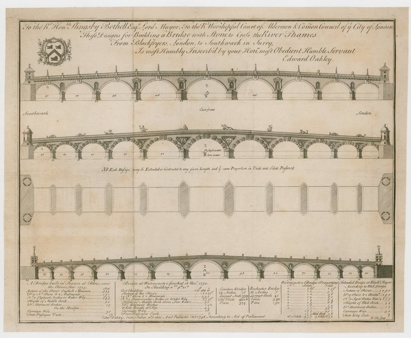 Edward Oakleys, Blackfriars Köprüsü için tasarımlar yapıyor by English School