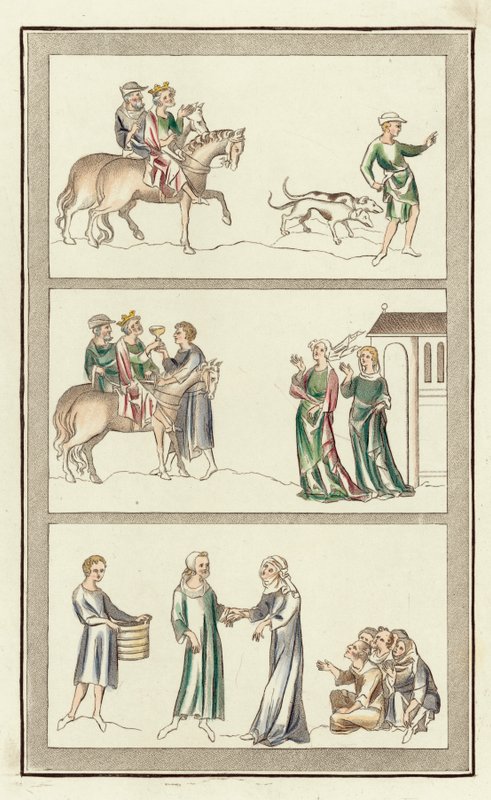 Şehit Edward, suikastı, Thomas Becket'in ebeveynleri (renkli gravür) by English School