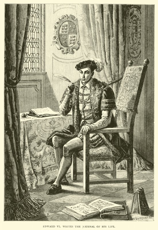 Edward VI hayatının günlüğünü yazıyor by English School