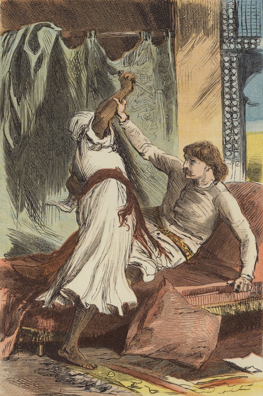 Edward ve suikastçı (renkli gravür) by English School