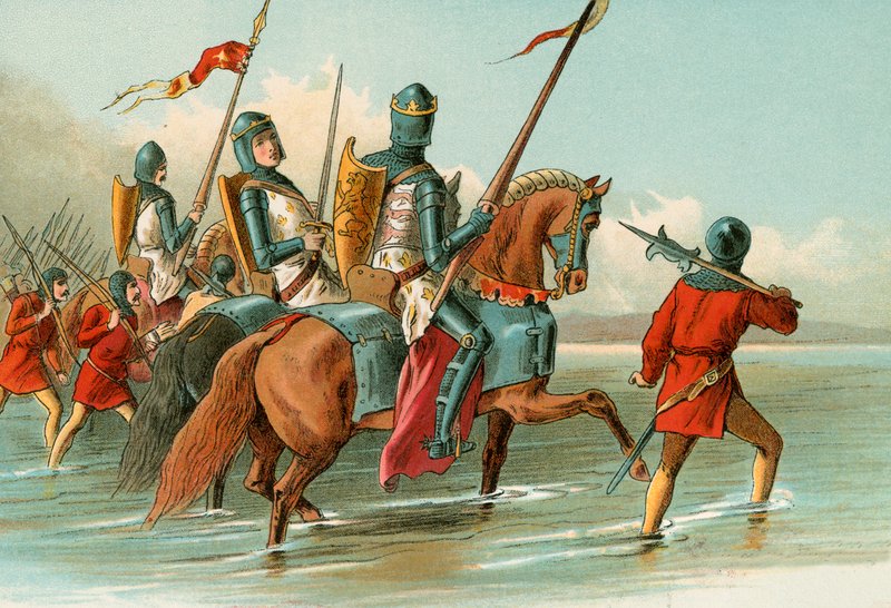 Edward, the Black Prince, crossing the Somme by English School