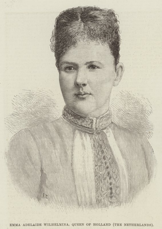 Emma Adelaide Wilhelmina, Hollanda Kraliçesi, Hollanda (gravür) by English School