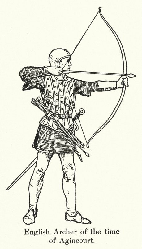Agincourt zamanının İngiliz Okçusu (lito) by English School