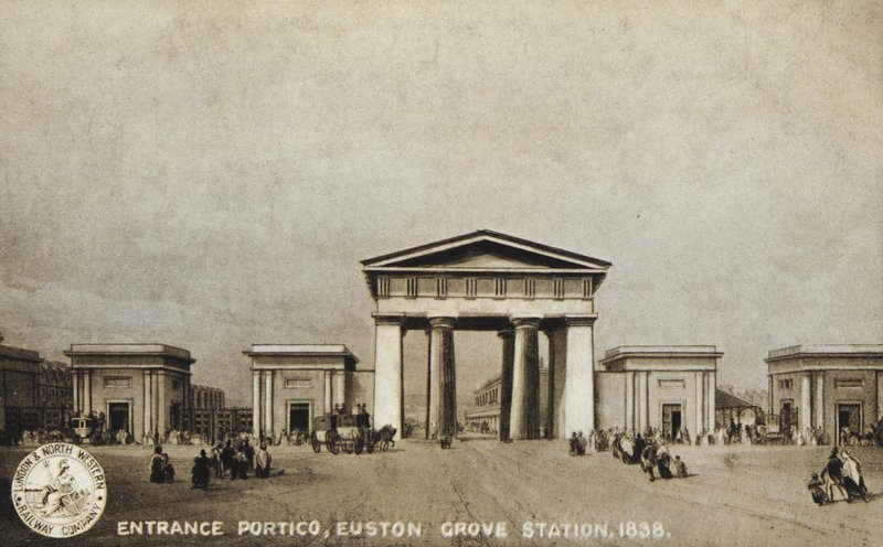 Giriş Portico, Euston Grove İstasyonu, 1838 by English School