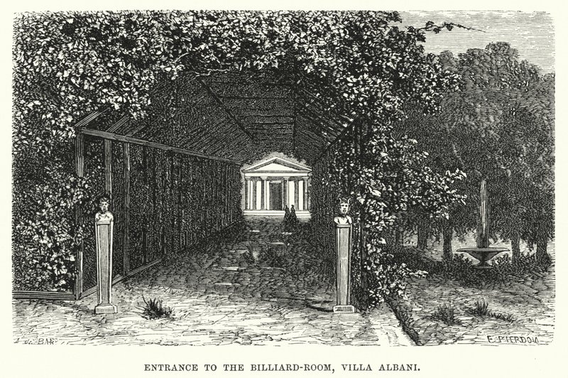 Bilardo Salonuna Giriş, Villa Albani (gravür) by English School