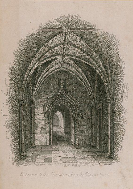 Deans Yard, Westminster Abbey, Londra'dan Cloisters'a giriş by English School