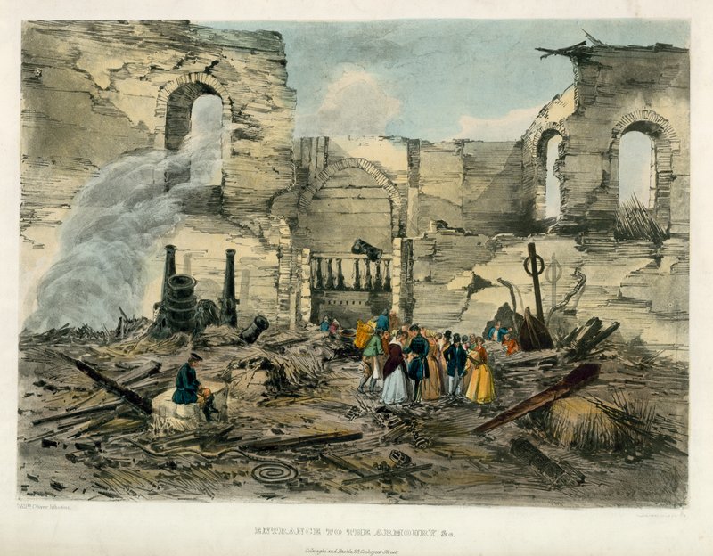 Cephaneliğe giriş, Tower of London Fire, 1841 by English School