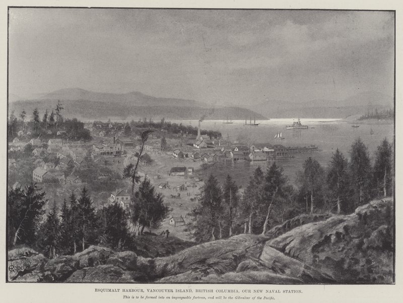 Esquimalt Limanı, Vancouver Adası, Britanya Kolumbiyası, Yeni Deniz İstasyonumuz (gravür) by English School