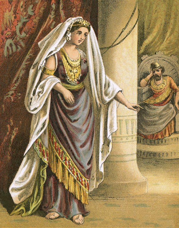 Ester, kralın evinin iç avlusunda duruyor by English School