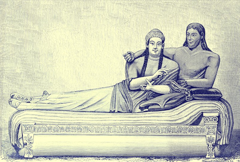 Etrüsk mezarı, Victor Duruy tarafından Roma Tarihinden bir çizim, 1884