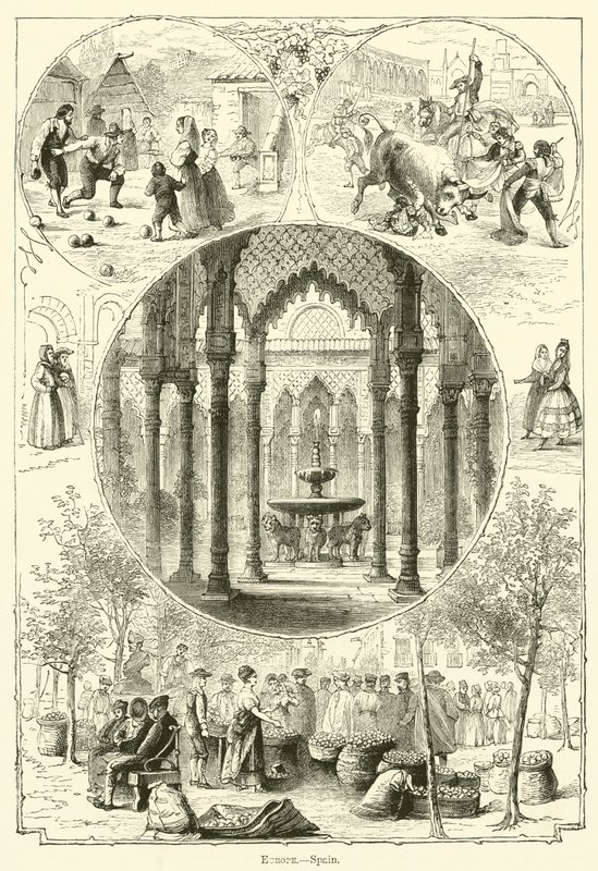 Avrupa, İspanya (gravür) by English School