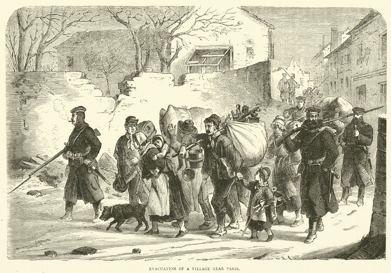 Paris yakınlarındaki bir köyün tahliyesi, Aralık 1870 by English School