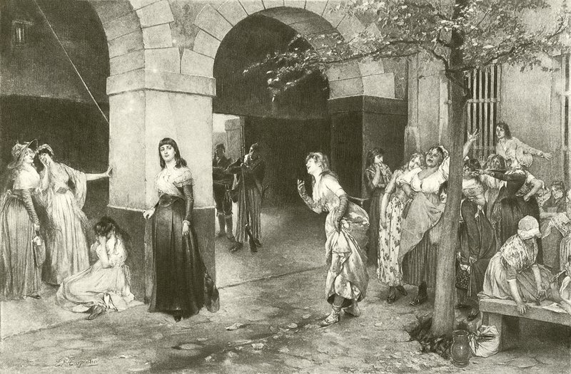 Evariste Carpentier Bayan Roland, Ste Pelagie hapishanesinde (gravür) by English School