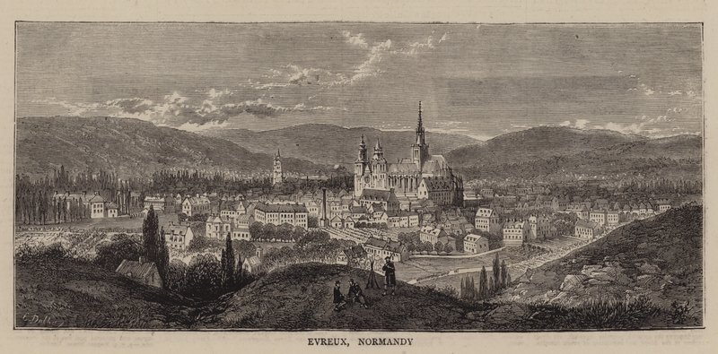 Evreux, Normandiya (gravür) by English School