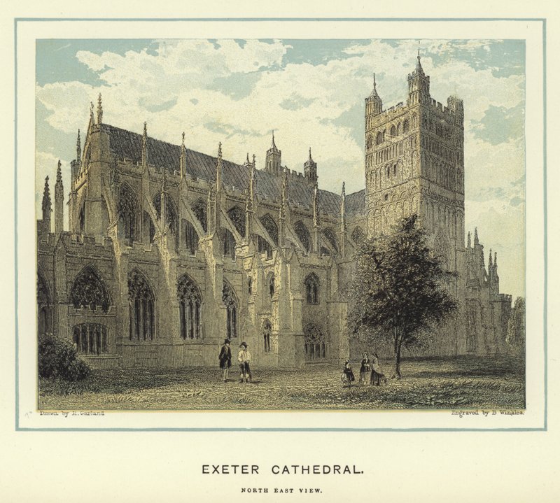 Exeter Katedrali, kuzey doğu görünümü by English School