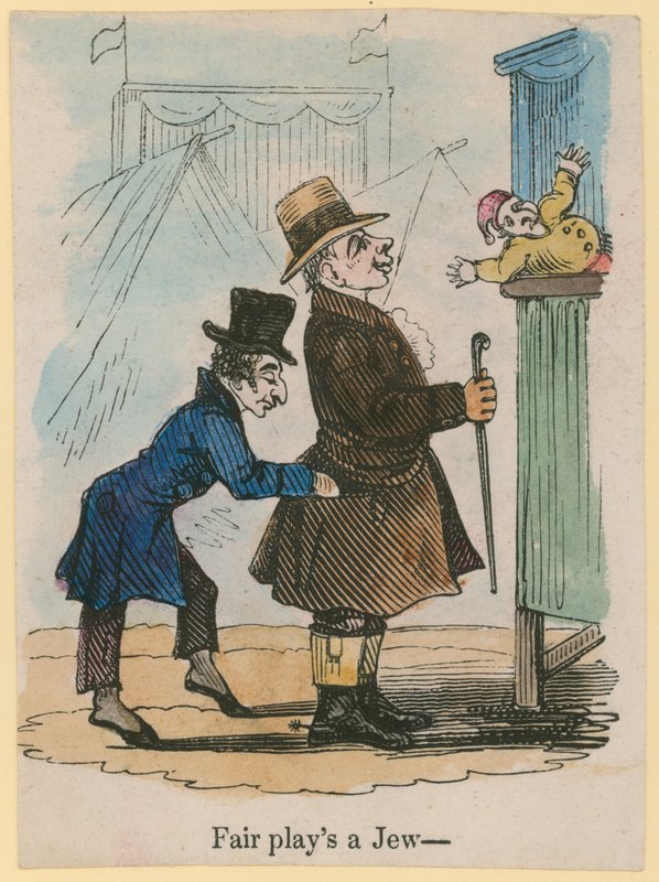 Fair bir Yahudi oynar; karikatür by English School