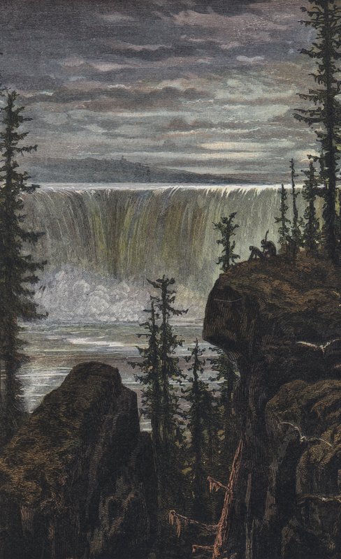 Niagara Şelalesi (renkli gravür) by English School
