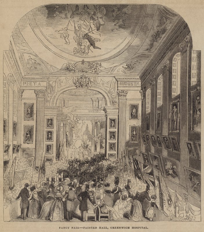 Fantezi Fuarı, Boyalı Salon, Greenwich Hastanesi (gravür) by English School